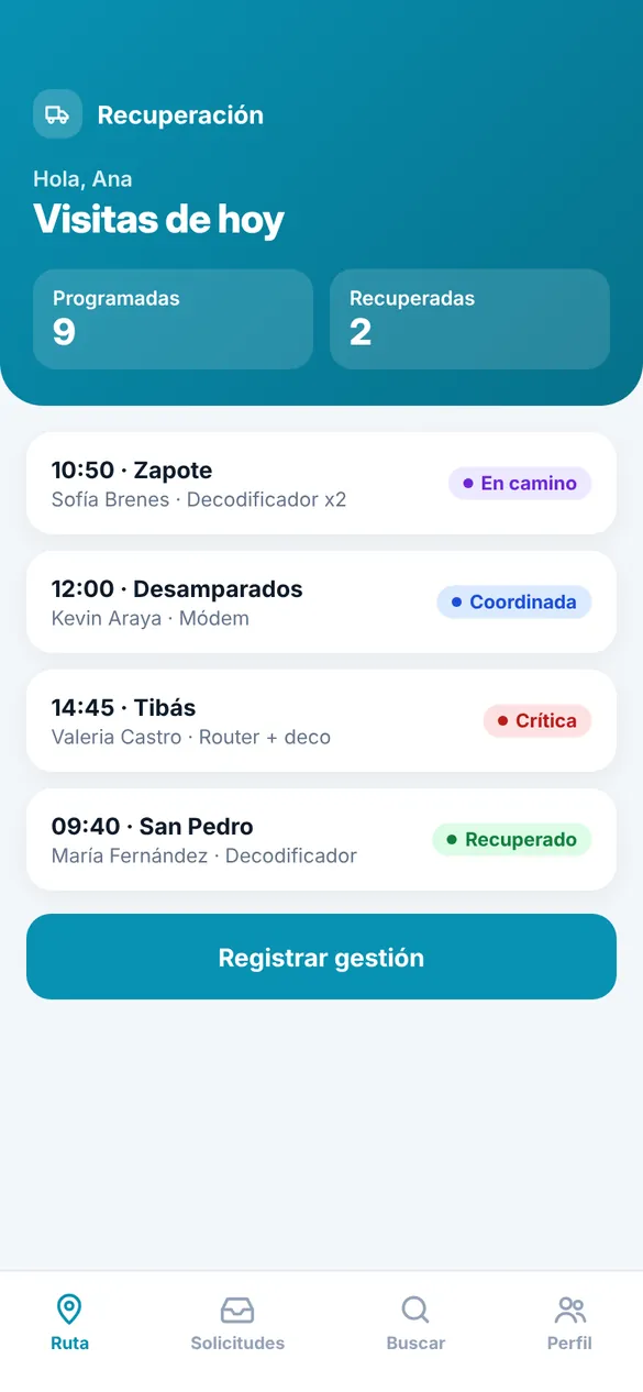 Gestión desde el celular